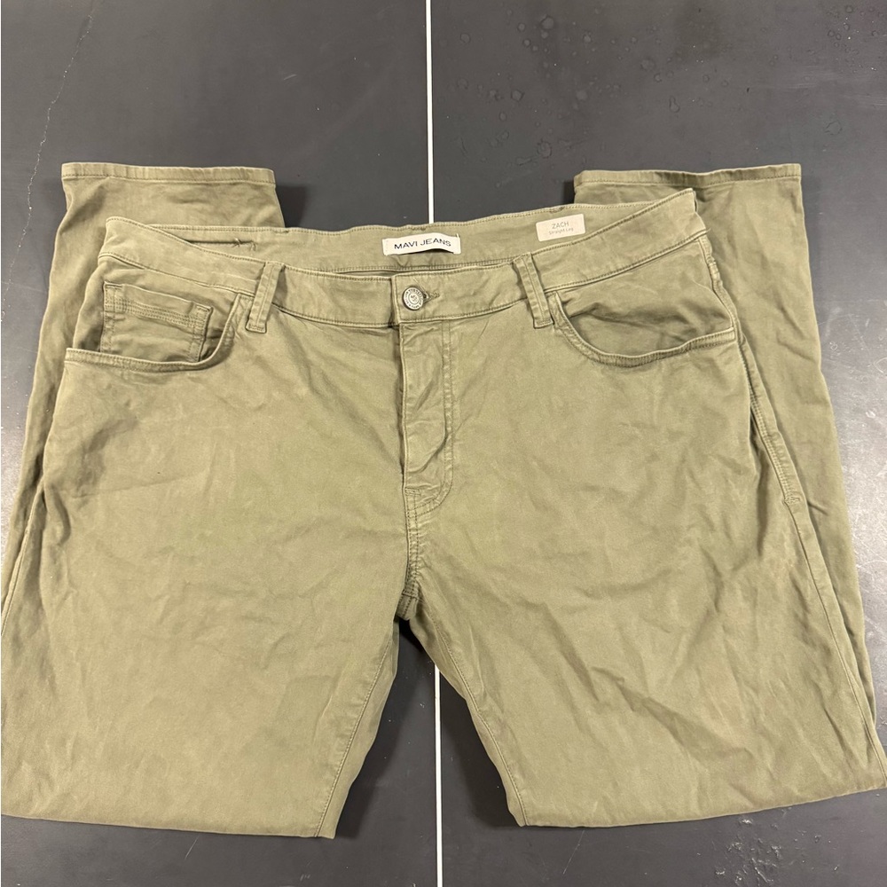 Mavi Khaki Cotton Blend Trousers